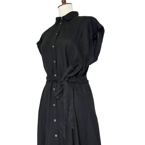 NWT‎ Gap Women’s Black Linen Blend Midi Dress Size Medium - Picture 8 of 11